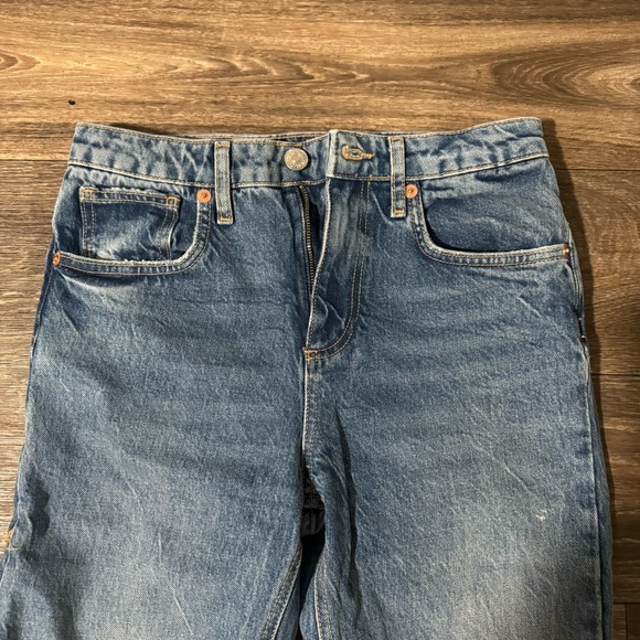 Zara Slim Fit High Waist Rise Ripped Distressed Jeans Light Blue - Picture 8 of 10